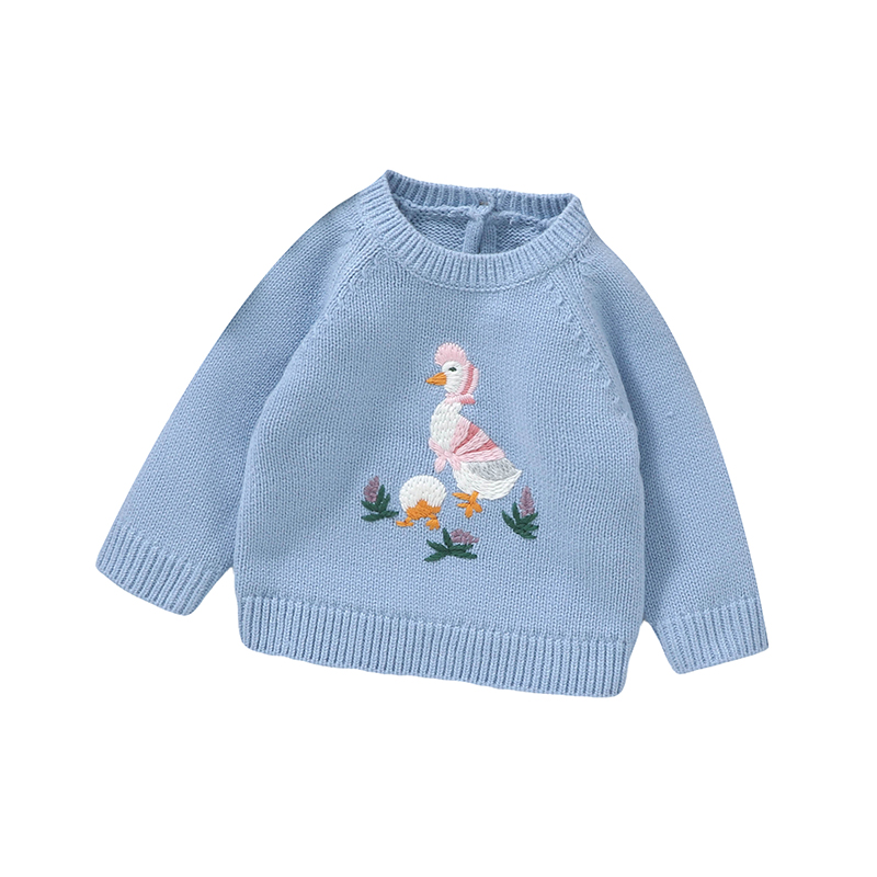 Baby Clothing Jumpers - Sonbahar Bebek Kazak Sevimli İşlemeli Ördek