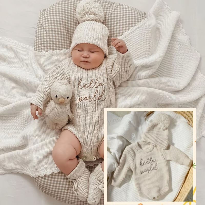 Baby Clothing For Boys - Ylsteed Merhaba Dünya Örgü Yenidoğan Fotoğraf